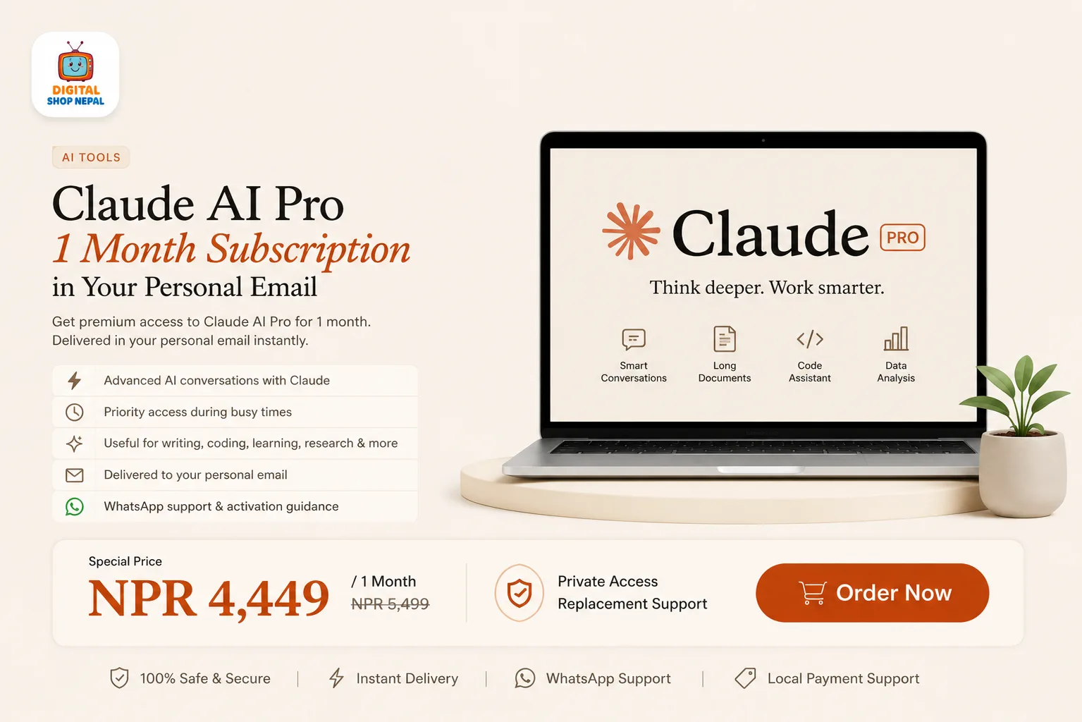 Claude AI Pro 1 Month Subscription in Your Personal Email