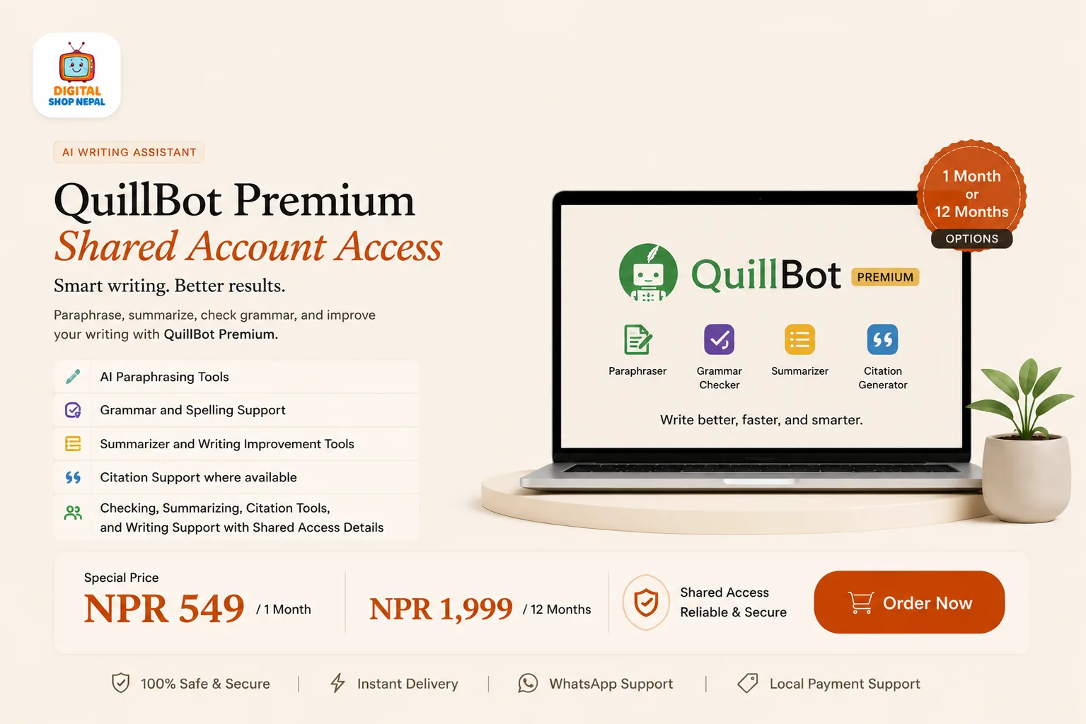 QuillBot Premium Shared Account