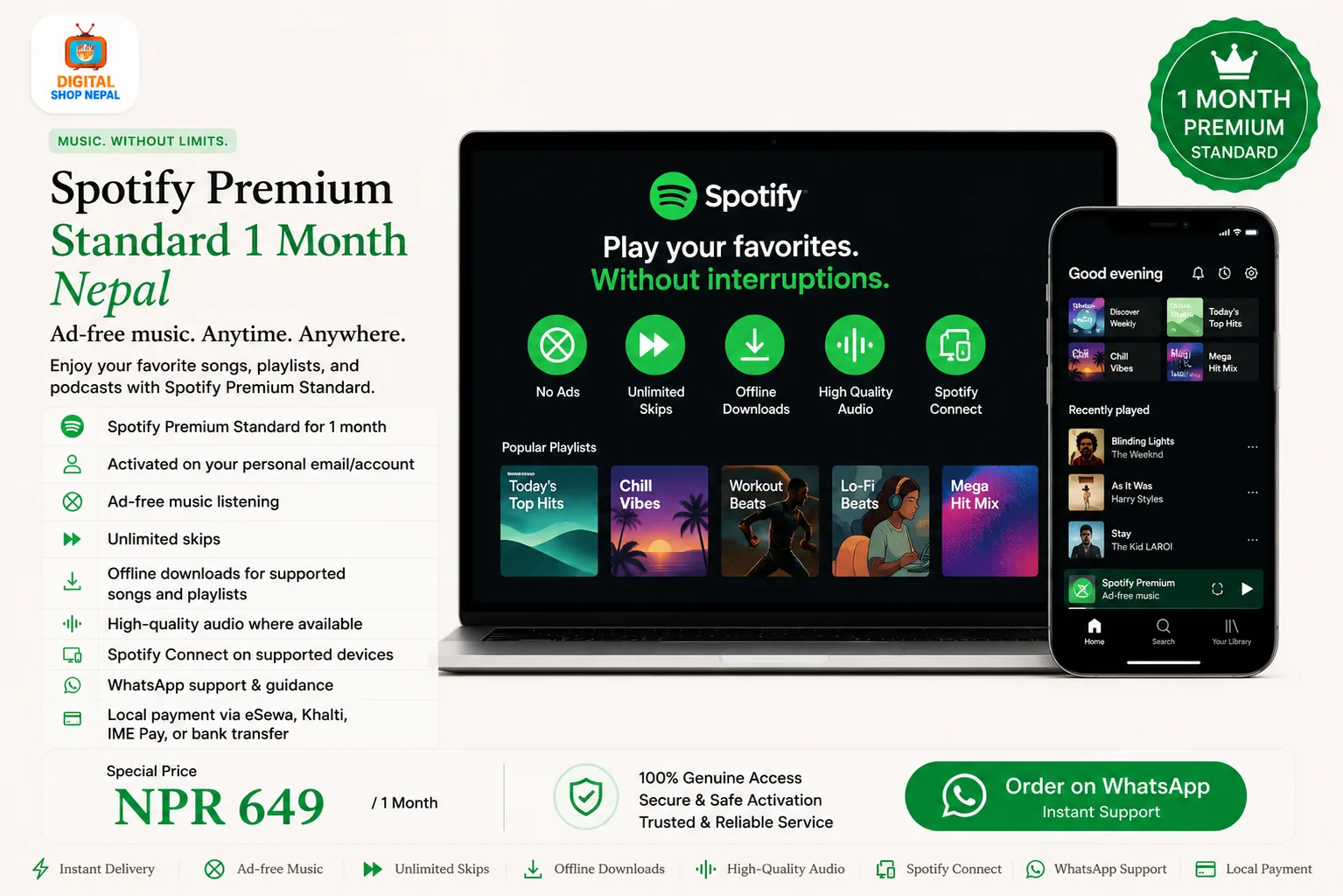 Spotify Premium Standard 1 Month - Personal Email