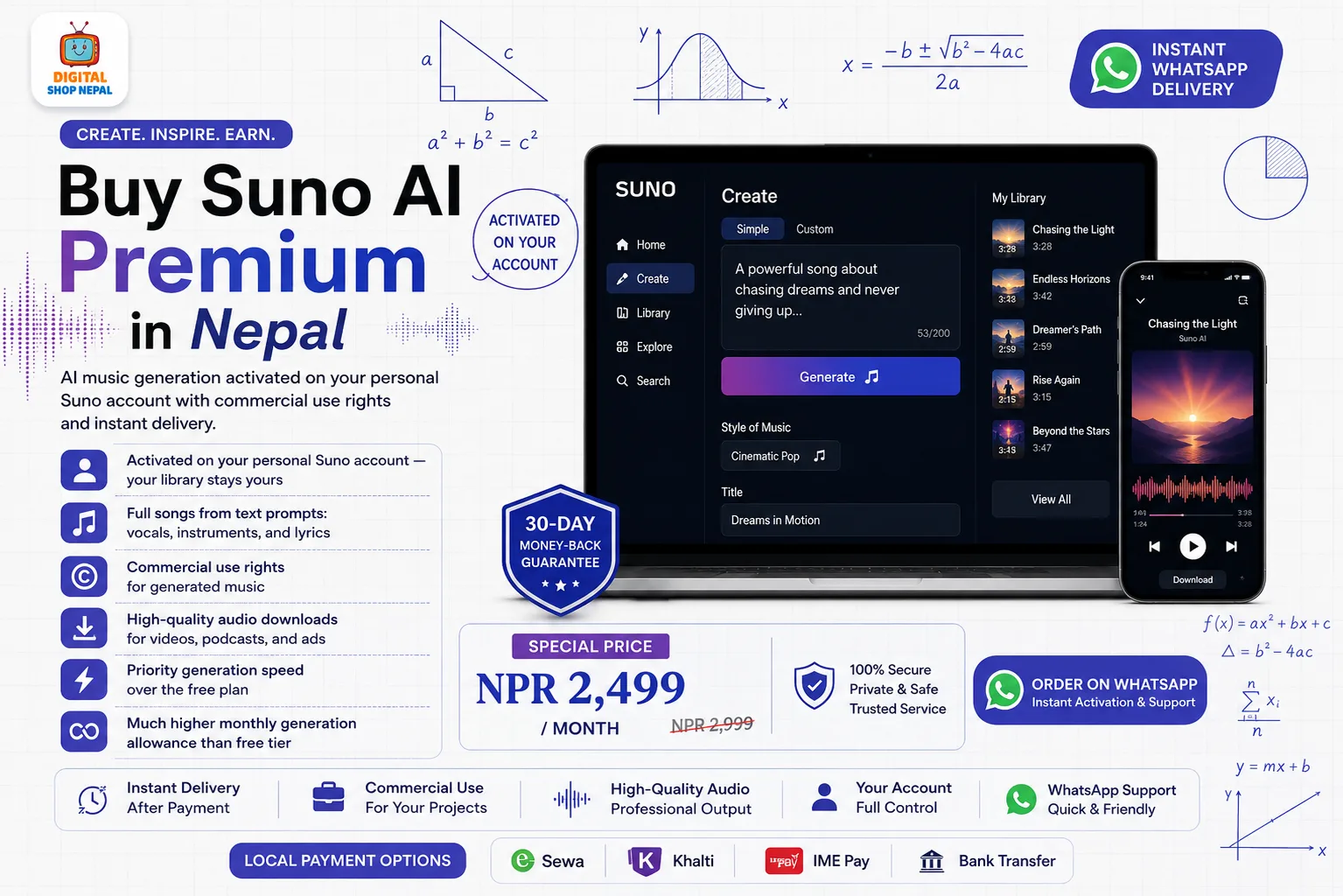 Suno AI Premium 1 Month Subscription (Your Personal Account)